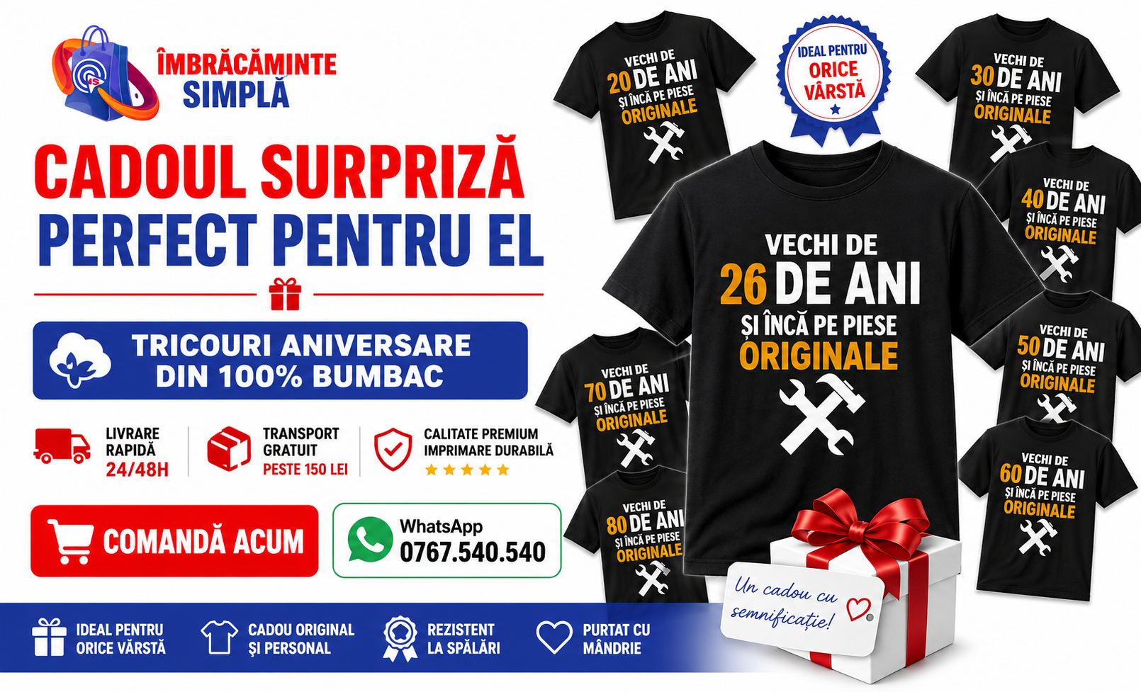 Cadou aniversar pentru barbati tricou personalizat amuzant